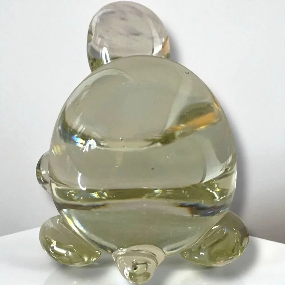 Paperweight  clear Glass Turtle Round  Figurine Desk Office Decor Whimsical